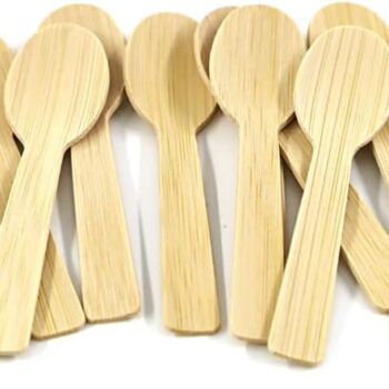 Bamboo Utensils | 200PK Mini-Bamboo Spoon 3.54" Disposable Small 100% Biodegradable Compostable Cutlery Set Eco Friendly Renewable Natural