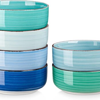CerealBowlsSetof6,24OzCeramicBowlsforKitchen,Dishwasher&MicrowaveSafeBowlsforSoup,Cereal,Dessert,Fruit,BlueColoredBowlSet
