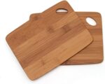 Bamboo Wood Thin Kitchen Cutting Boards with Oval Hole in Corner, Set of 2 Boards, 6" x 8" x 0.25"