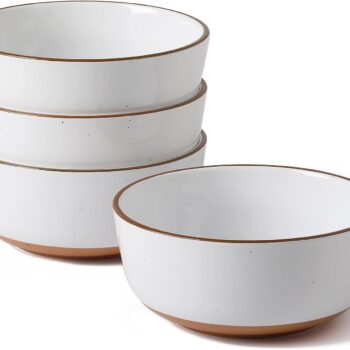 CeramicSoupBowls,WhiteCerealBowlsforKitchen,24OzDeepBowlSetforDessert,Salad,Pasta,IceCream,Oatmeal,Setof4