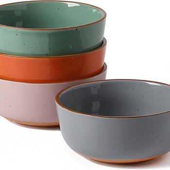 CerealBowls,CeramicFlatBowlsforKitchen,24OzDeepSoupBowlsSetforDessert,Salad,Pasta,IceCream,Oatmeal,Setof4