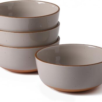 CeramicCerealBowls,GreySoupBowlsforKitchen,24OzDeepBowlSetforDessert,Salad,Pasta,IceCream,Oatmeal,Setof4