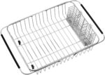 DishDryingRackwithStainlessSteelUtensilHolderLargeDishRackDrainerDrainExpandableDishRackShelfDishRackinSinkoroverSinkorOnCounterRustproofStainlessSteel