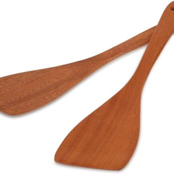 Wooden Spatula for Cooking 12.8 Inches Flat Wooden Spatula for Non Stick Cookware Long Handle Flat Frying Spatula Natural Wooden Cooking Utensils Kitchen Spatulas, 2PCS