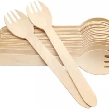 5.5" Disposable Wooden Sporks/Natural Wooden Utensils- Pack of 100ct