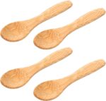 4 Pcs Bamboo Spoons, Small Wooden Spoons Tiny wood Teaspoon for Serving Kitchen, Handmade Tiny Wooden Spoon for Jars Sugar Coffee Creamer Honey Spices