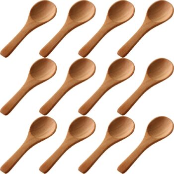 50 Pcs Small Wooden Spoons, 3.5'' L, Mini Wood Natural Tiny Spoons Wooden Little Teaspoons for Jars Sugar Creamer Honey Spices Salt Kitchen Supplies (Light Brown)