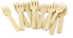 Bamboo Cutlery Set | 2000PK Mini Forks 3.54" Disposable Small 100% Compostable Eco-Friendly Renewable Natural Fork Bulk for Dessert/Fruit