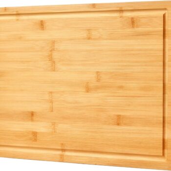 20x14" Extra Large Bamboo Cutting Boards for Kitchen, XL Wood Charcuterie Boards Cheese Serving Tray with Side Handles and Juice Grooves, Solid Durable Reversible