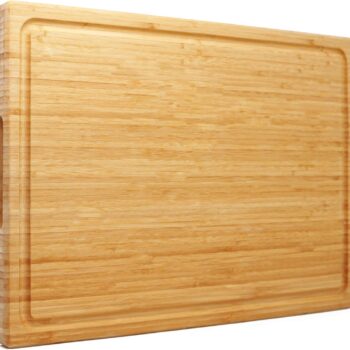 Extra Large XXXL Bamboo Cutting Board 24 x16 Inch, Largest Wooden Butcher Block for Turkey, Meat, Vegetables, BBQ, Over the Sink Chopping Board with Handle and Juice Groove, Thickness 1.25"