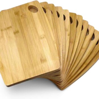 Bulk Round Plain Bamboo Cutting Board with Handle (Set of 12) | Use For Customized, Personalized Engraving | Wholesale Premium Blank Bamboo Board (Rectangular 12" X 9")