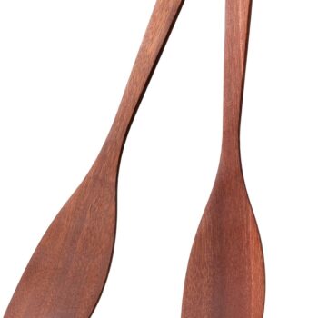 2PCS Wooden Spatulas for Cooking, 12.8inch Coated Mahogany Turners for Frying, Non-Scratch Wood Bevel Spurtle for Pan & Wok, Wooden Cooking Utensils for Non Stick Cookware, Long Handle Scraper