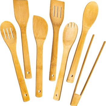 Wooden Spoons for Cooking 7-Piece, Kitchen Nonstick Bamboo Cooking Utensils Set, Healthy Bamboo Wooden Spatula Spoon for Cooking