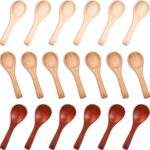 50 Pcs Small Wooden Spoons, 3.5'' L, Mini Wood Natural Tiny Spoons Wooden Little Teaspoons for Jars Sugar Creamer Honey Spices Salt Kitchen Supplies (Multiple Color)