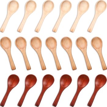 50 Pcs Small Wooden Spoons, 3.5'' L, Mini Wood Natural Tiny Spoons Wooden Little Teaspoons for Jars Sugar Creamer Honey Spices Salt Kitchen Supplies (Multiple Color)