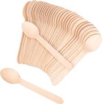 Disposable Wooden Cutlery Spoons - 100 Pack Wooden Spoons Disposable,Biodegradable and Earth Friendly, 6.3 Inch Length