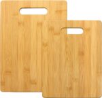 2-Piece Cutting Board Set; 2 Assorted Sizes of Bamboo Wood Cutting Boards for Kitchen