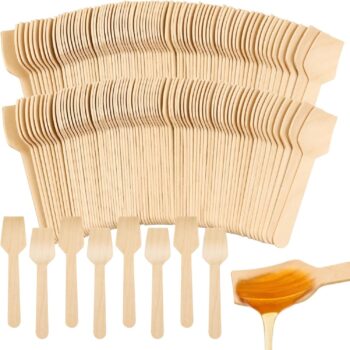 Disposable Mini Wooden Spoons Tasting Spoons Ice cream spoon Sampling Spoons (300, 3.75 inch)