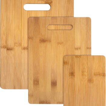 3-Piece Bamboo Cutting Board Set – Reversible Kitchen Boards for Chopping, Cheese & Serving | Durable, Eco-Friendly Wood Cutting Boards