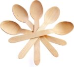 Disposable Wooden Cutlery Spoons, Compostable and Earth Friendly, 6.25 Inch Length - Pack of 100 Spoons