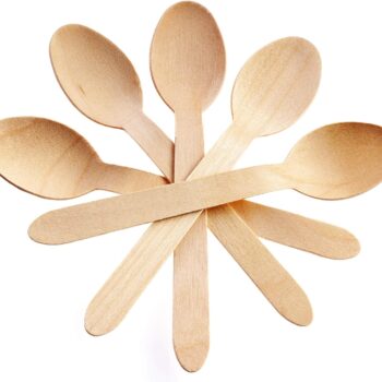 Disposable Wooden Cutlery Spoons, Compostable and Earth Friendly, 6.25 Inch Length - Pack of 100 Spoons