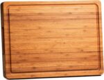 Bamboo Cutting Boards for Kitchen, Extra Thick Wood Butcher Block, Heavy Duty Wooden Chopping Block, Charcuterie Boards & Cheese Platter, 14"x10"x0.9"